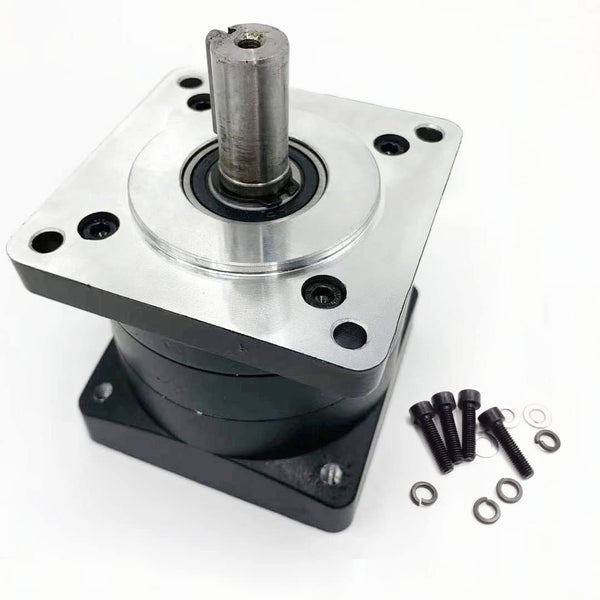 Hộp số hành tinh tỷ số truyền 10:1 cho động cơ NEMA 34 – Trục vào 1/2" (12.7 mm), trục ra 16 mm – Ứng dụng cho máy CNC, máy cưa vòng.