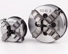 Mâm Cặp 4 Chấu Tự Định Tâm K02-50/63/80/100 – Cơ Cấu Cuộn Tay – Dùng cho Máy Tiện Mini & Máy Công Cụ Chính Xác