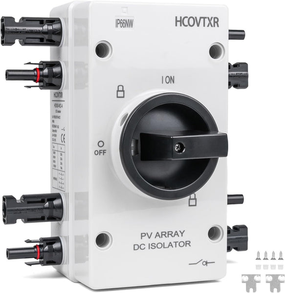 Công tắc ngắt tấm pin năng lượng mặt trời HCOVTXR 32A 1000VDC – 4 cực, vỏ chống nước IP66