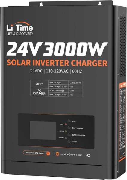 LiTime 24V 3000W – Bộ biến tần, sạc và hòa lưới tích hợp (All-in-One Solar Inverter Charger)