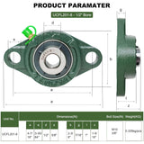 SACKORANGE Bộ 2 bạc đạn gối đỡ UCFL201-8 – Gối đỡ mặt bích – Bạc đạn thép, lỗ 1/2", tự lựa