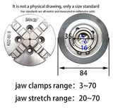 Mâm Cặp 4 Chấu Tự Định Tâm K02-50/63/80/100 – Cơ Cấu Cuộn Tay – Dùng cho Máy Tiện Mini & Máy Công Cụ Chính Xác